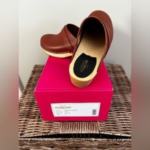 NEW Swedish Hasbeens Husband Clog, Cognac. Size 40